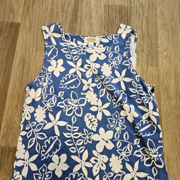 Vtg Talbots Floral Midi Dress Womens S Blue Hawaiian Tropical Boho Cottage Retro - Picture 2 of 8